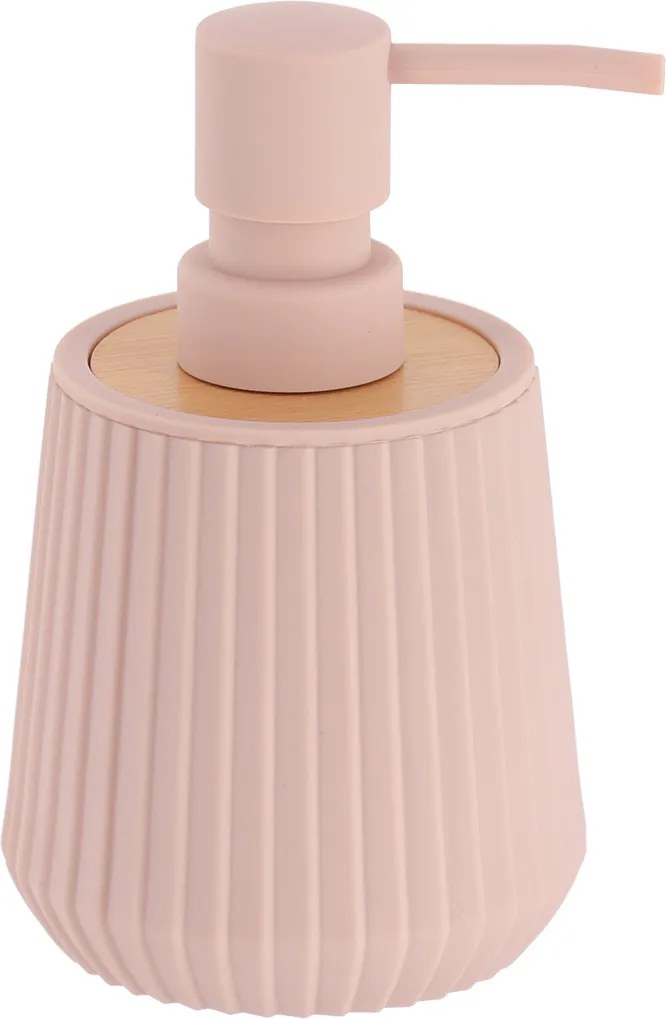 Dávkovač mydla Roza, ružová/s drevenými prvkami, 250 ml