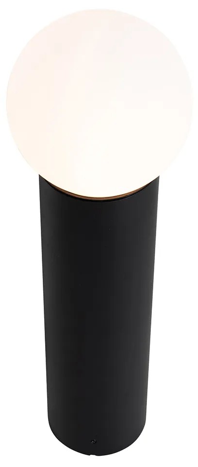 Čierna vonkajšia stojaca lampa s opálovým sklom 50 cm IP44 - Huma