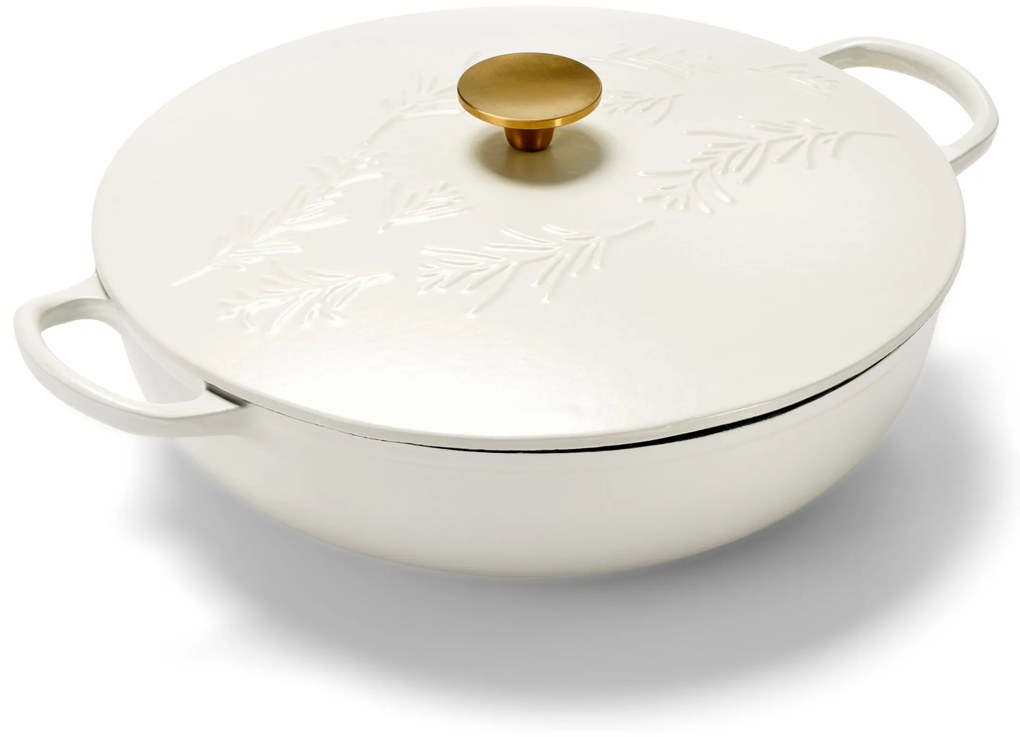 Servírovacia panvica z liatiny, biela