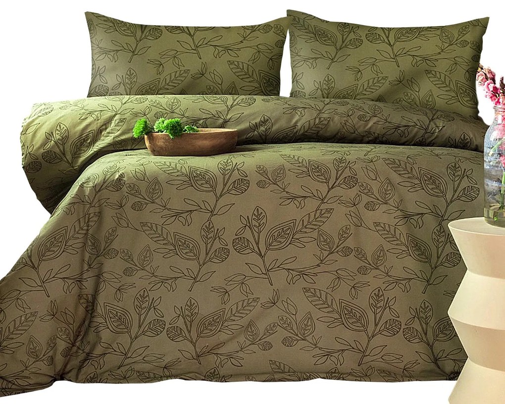 Darymex SATÉNOVÉ OBLIEČKY LUXURY GREEN 160X200 CM, 2KS 70X80 CM LISTY