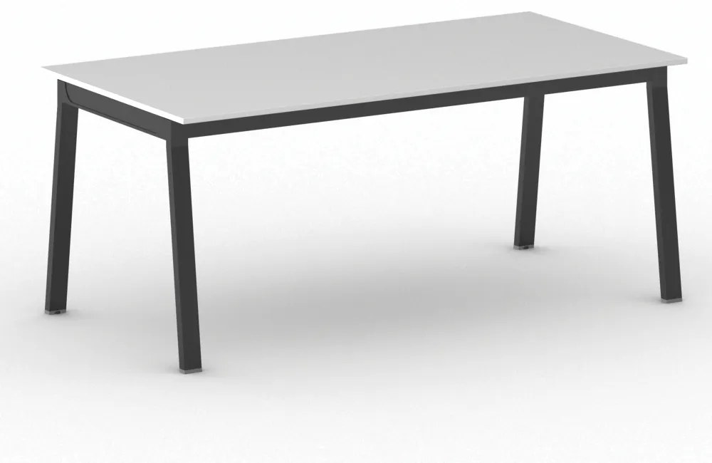 Kancelársky pracovný stôl PRIMO BASIC, čierna podnož, 1800 x 900 mm, biela