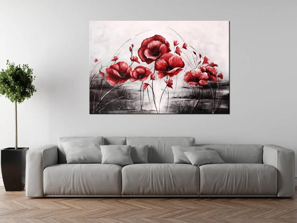 Gario Ručne maľovaný obraz Červené Vlčie maky Veľkosť: 120 x 80 cm