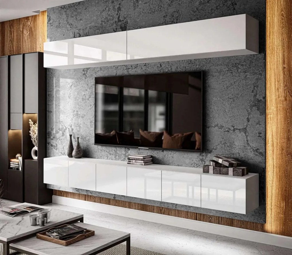 OBÝVACIA STENA ELEGANTE BIELY LESK LED