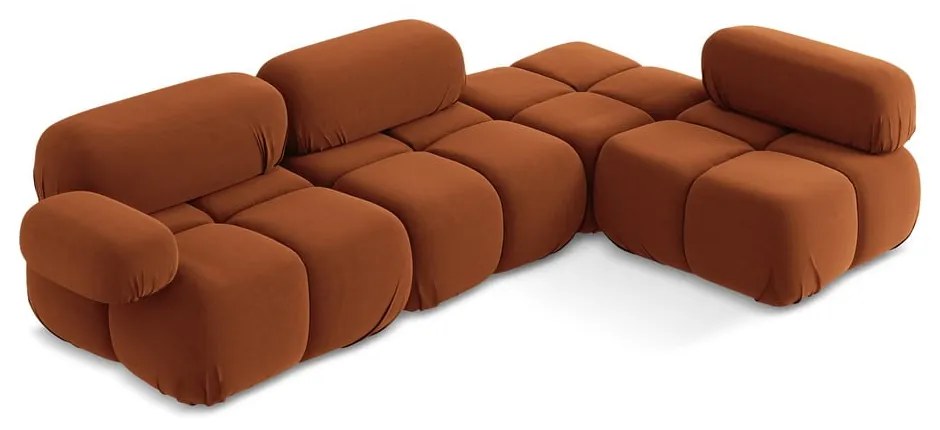 Oranžová zamatová modulárna rohová pohovka (pravý roh) Lokua – Makamii