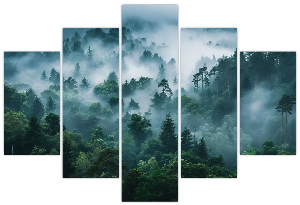 Obraz - Les v hmle (150x105 cm)