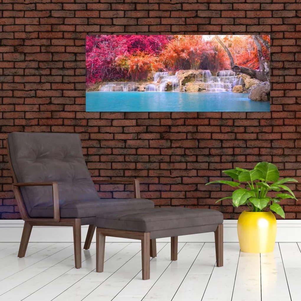 Obraz tyrkysovej lagúny, Laos, Tat Kuang Si (120x50 cm)