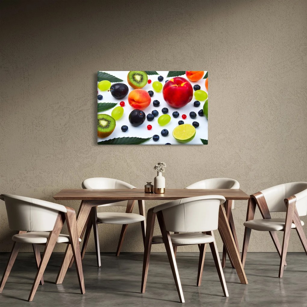 Obraz ovocia s kvapkami vody (90x60 cm)