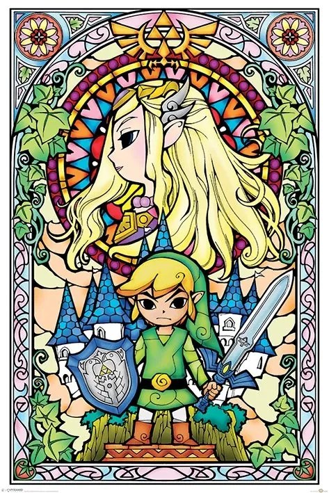 Plagát, Obraz - Legend Of Zelda - Stained Glass, (61 x 91.5 cm)