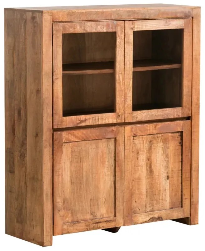 furniture-nabytek.cz - Masívna vitrína Country z mangového dreva, lakovaná, hnedá – 118×45×140 cm