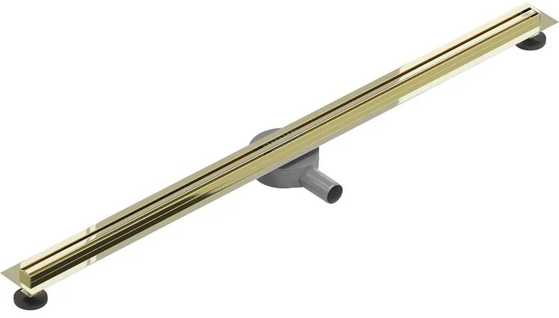 MEXEN Flat nerezový sprchový žľab s rotačným 360° sifónom 140 cm, vzor SLIM, zlatá, 1541140