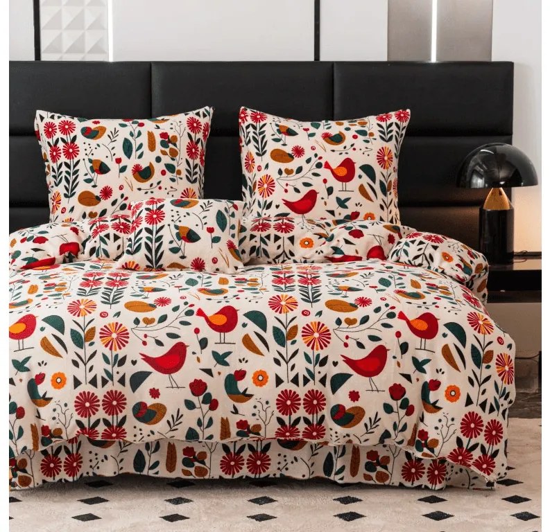 Mikroplyšové obliečky RETRO VTÁČIK farebné Rozmer obliečky: 70 x 90 cm | 140 x 200 cm