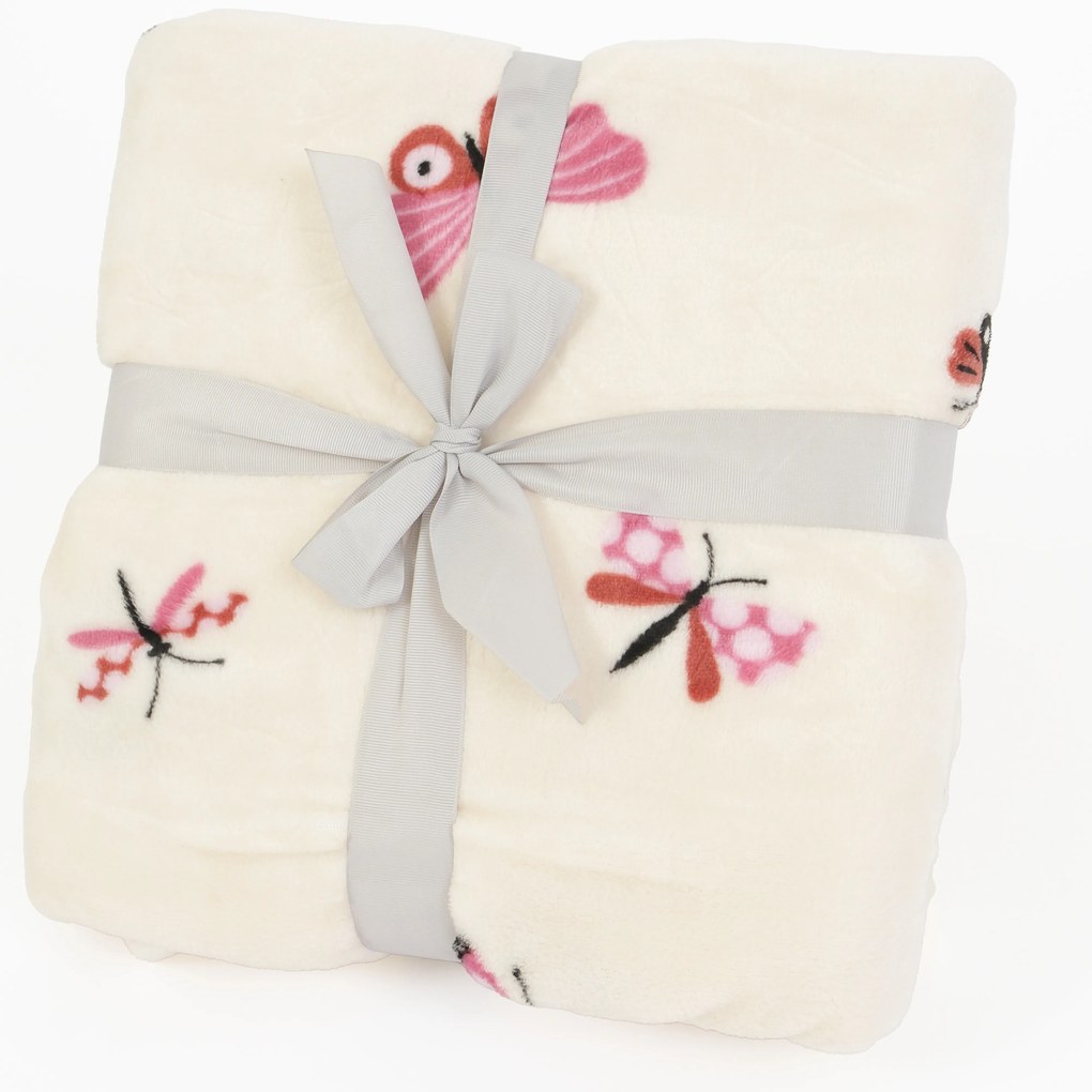 Detská deka do postieľky mikroplyš Exclusive 80 × 100 cm – Motýliky béžové