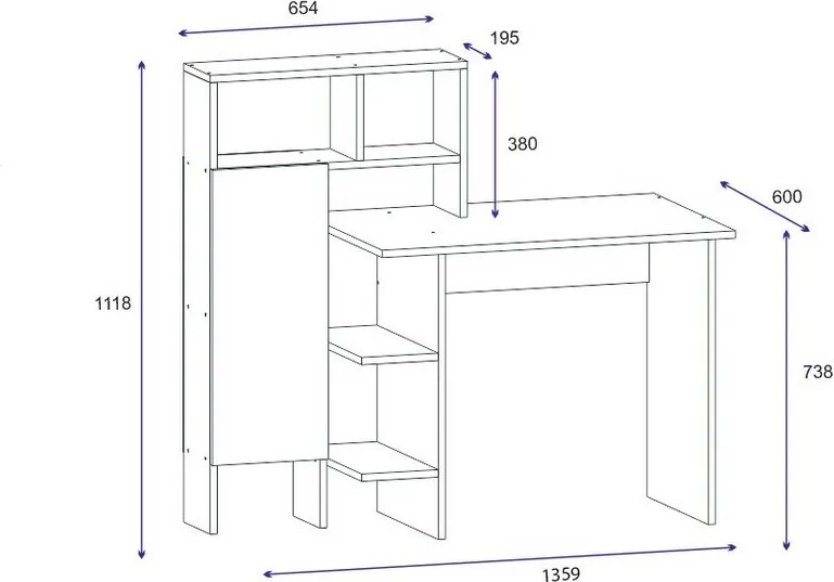 Pracovný stôl Bugra White and Oak