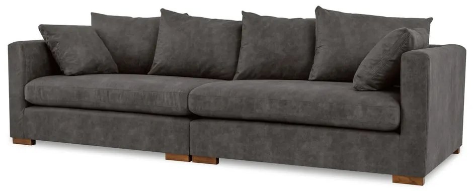 Antracitová pohovka z imitácie kože 266 cm Hamburg – Scandic