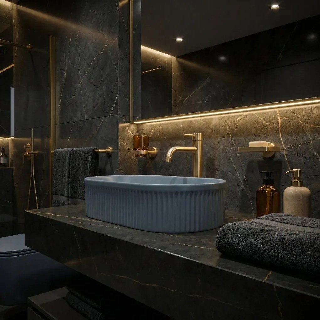 Rea Vanda Blueberry, umývadlo na dosku 490x310x130 mm, modrá matná, REA-U3535