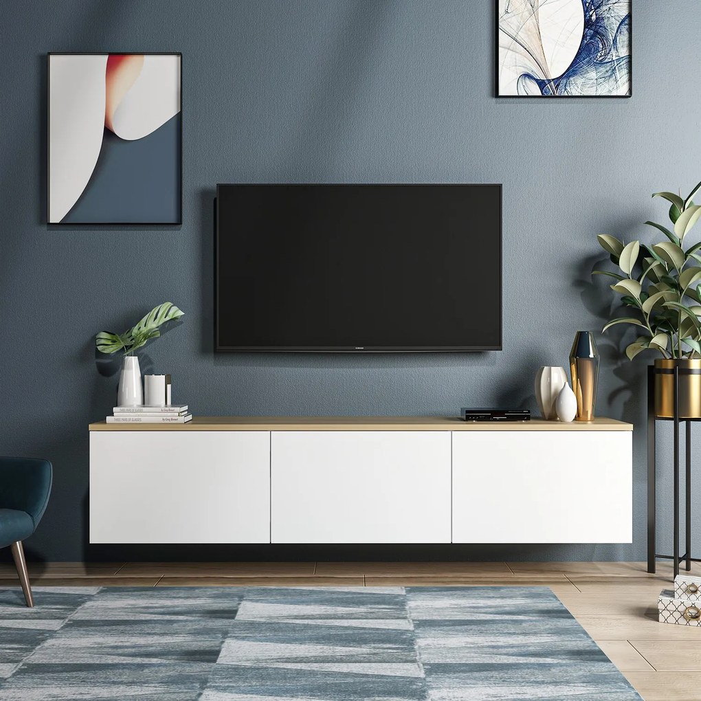 TV stolík/skrinka Neola 2 (biela). Akcia -19%. Vlastná spoľahlivá doprava až k Vám domov. 1067155