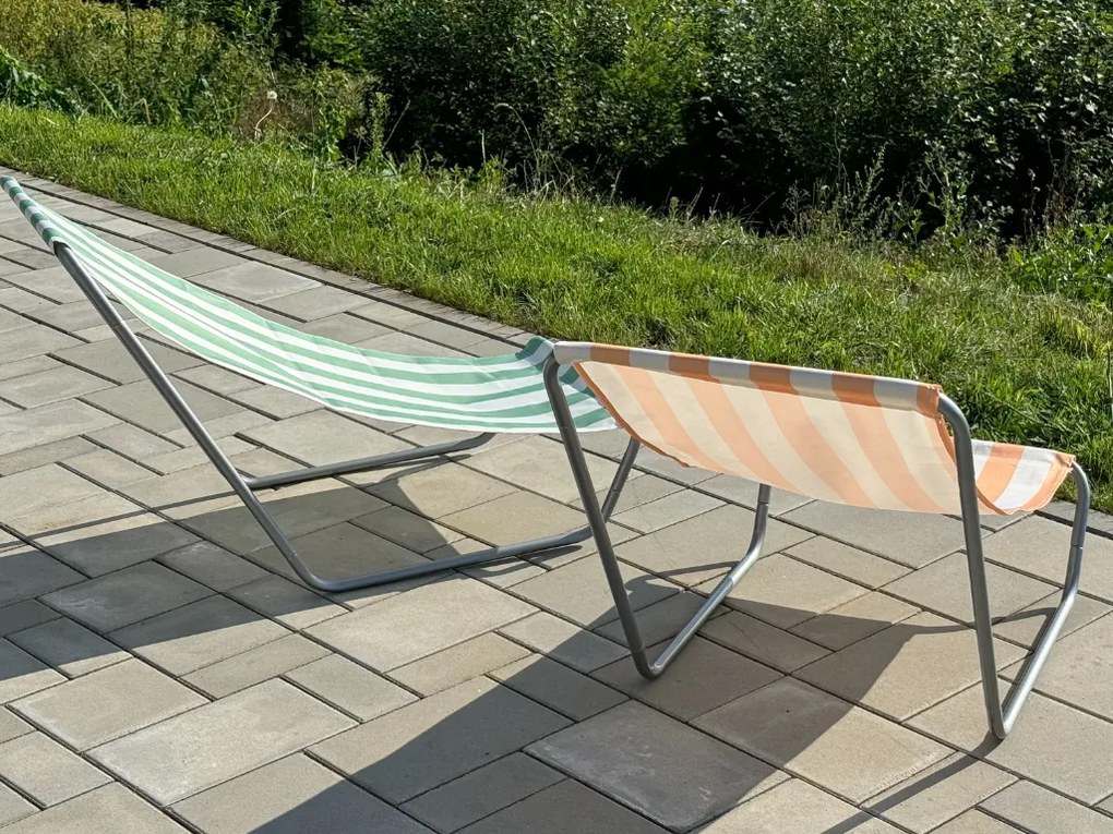 Súprava 2 ks skladacích plážových ležadiel SAND, modré pruhy