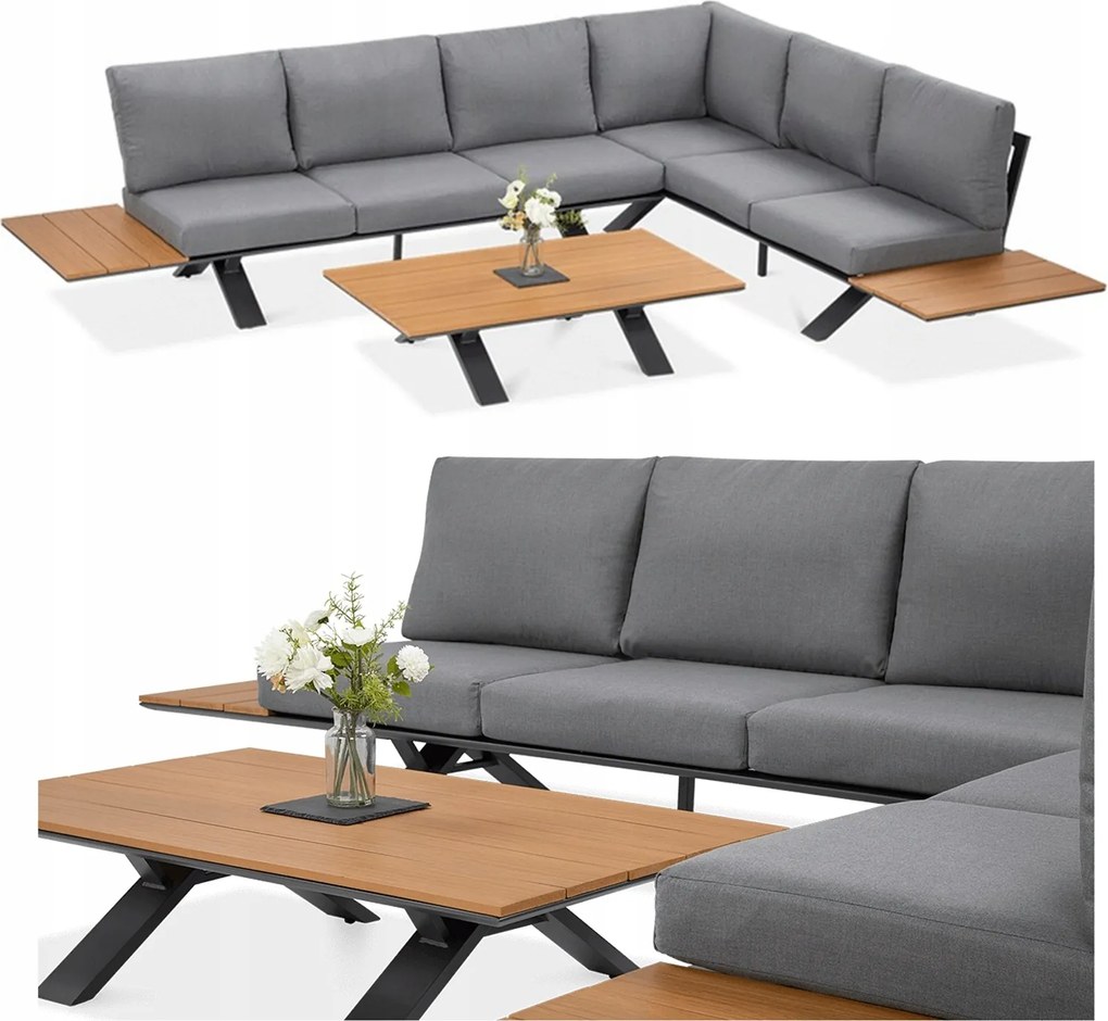 Zostava záhradného nábytku Rohová súprava Záhradný stolík Konferenčný stolík Sorrento Hnedá