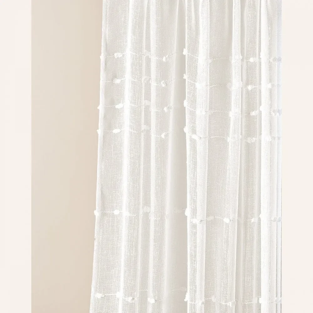 Moderná krémová záclona  Marisa  so striebornými priechodkami 250 x 250 cm