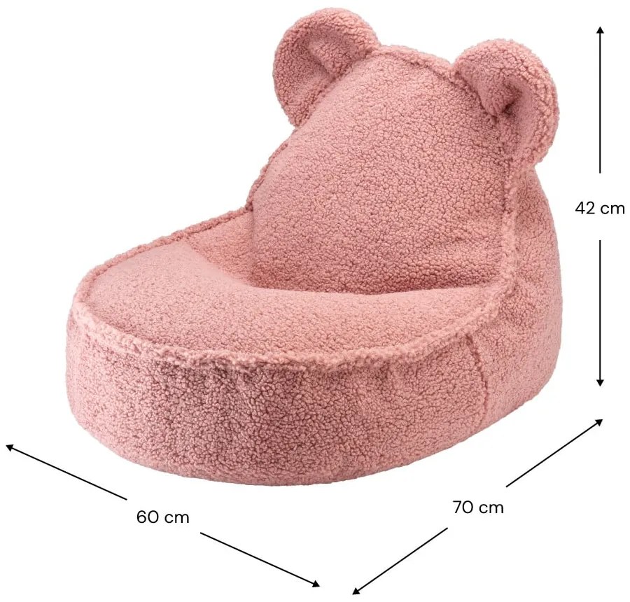 Ružový detský sedací vak z textílie buklé Bear – Wigiwama