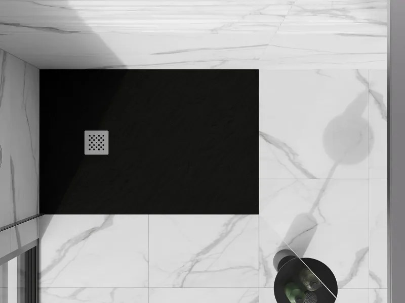 Mexen Stone+, obdĺžniková vanička z minerálneho kompozitu 90 x 70 cm, čierna matná, 44707090