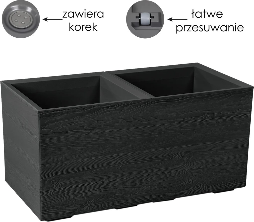 KVETINOVÝ ZÁHON KARO 800 × 400 mm, doska z recyklovaného materiálu, čierna*48922