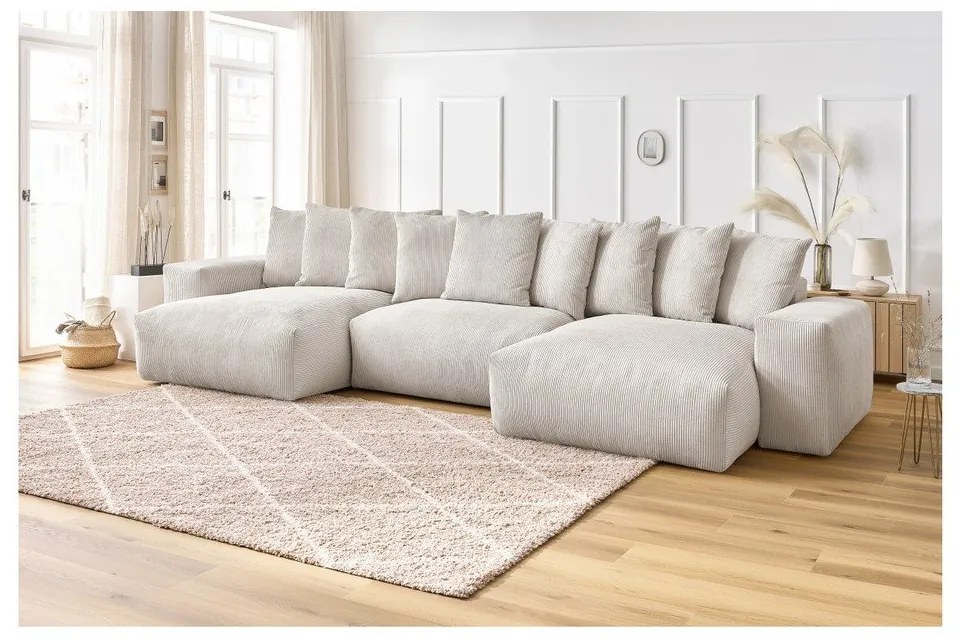 Krémová menčestrová rohová pohovka Voltaire – Bobochic Paris