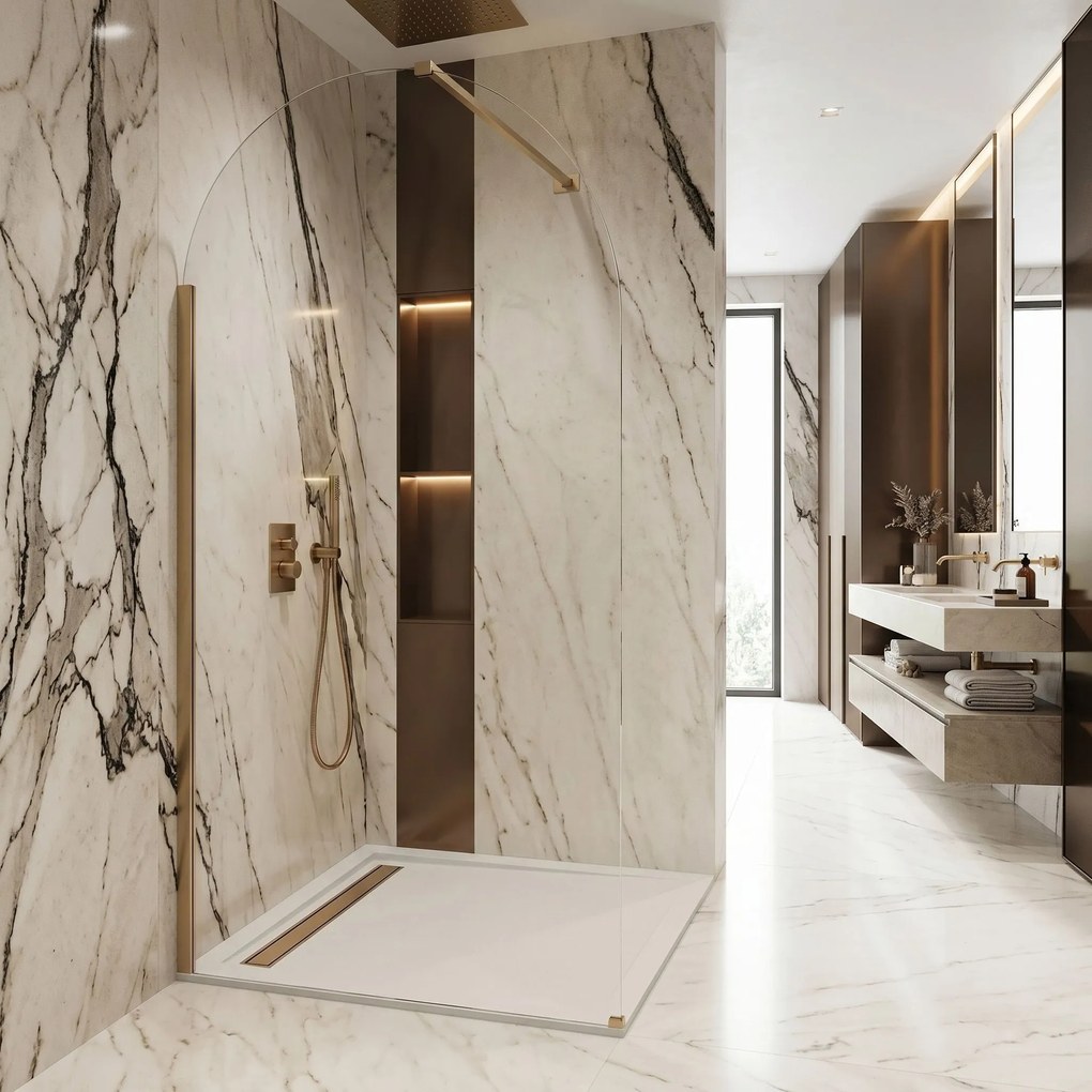 Rea Heaven, sprchová zástena Walk-in, 110 cm, zlatá matná, REA-K6683