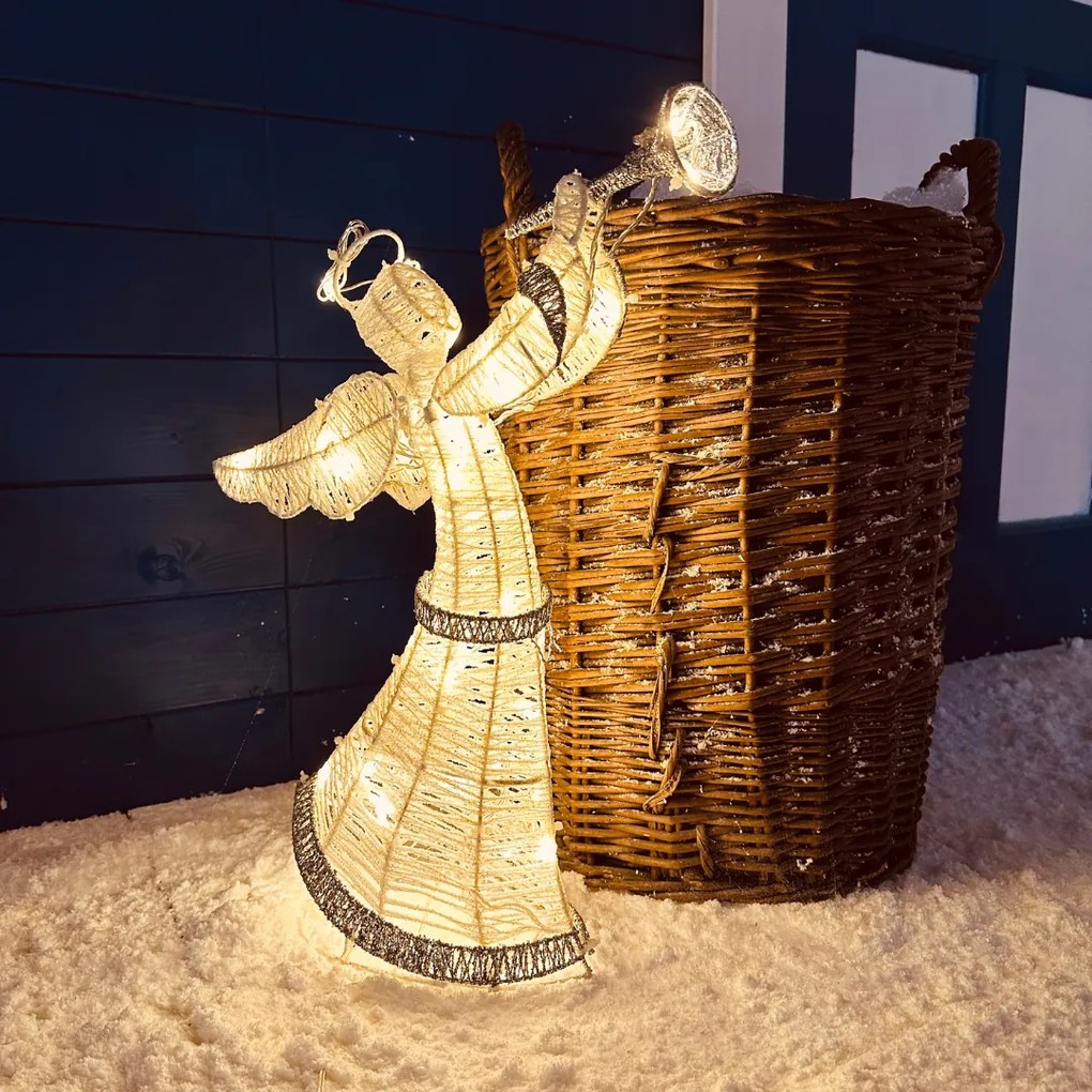 DECOLED LED světelný anděl 50 cm, teple bílý, na baterie, IP44