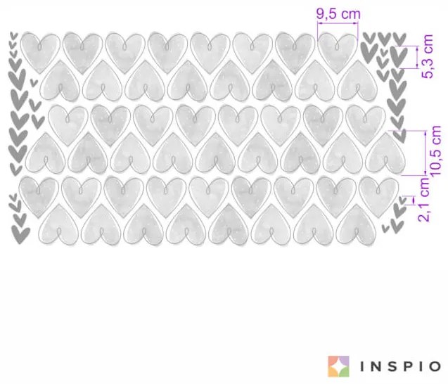 Samolepky na stenu - Srdiečka v sivom prevedení