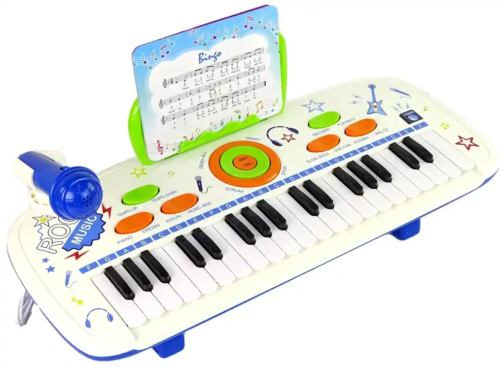 Lean Toys Elektrické klávesy USB MP3 - modré | BIANO