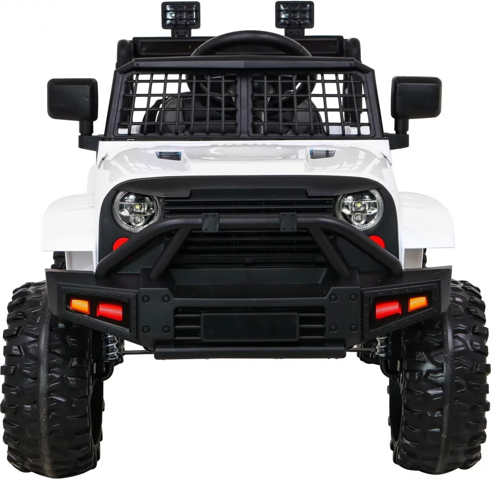 Ramiz Autíčko na batérie Jeep Dark Night pre deti Biele + pomalý štart + EVA + LED Audio