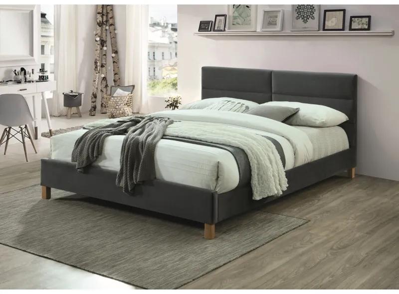 Sivá čalúnená posteľ SIERRA VELVET 160 x 200 cm