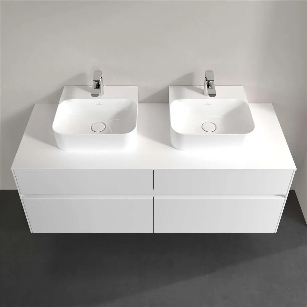 VILLEROY &amp; BOCH Collaro závesná skrinka pod dve umývadlá na dosku, 4 zásuvky, 1400 x 500 x 548 mm, White Matt, C10300MS