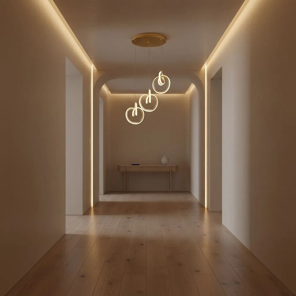 Toolight Toolight, LED závesné osvetlenie 33W, 3000K, 3500lm, LHJ093-3CP, zlatá lesklá, OSW-50066