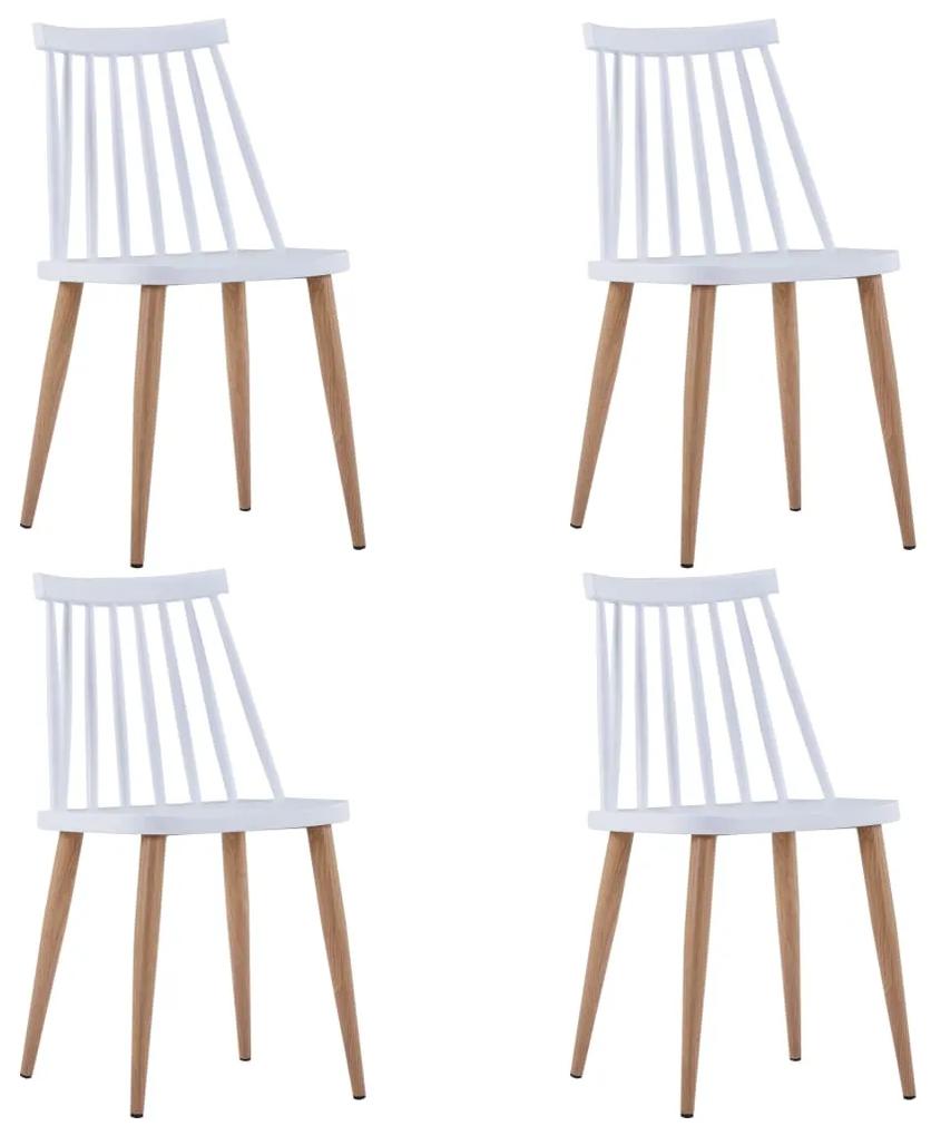 vidaXL Jedálenské stoličky 4 ks biele plastové