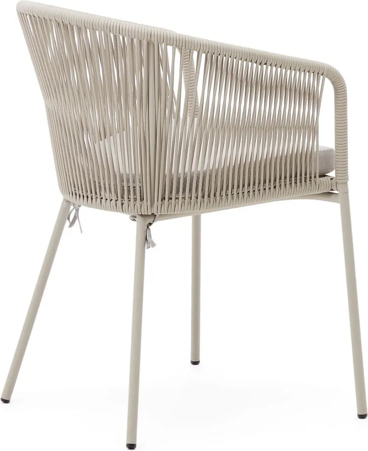 Krémovobiela kovová/polstrovaná záhradná stolička Yanet – Kave Home
