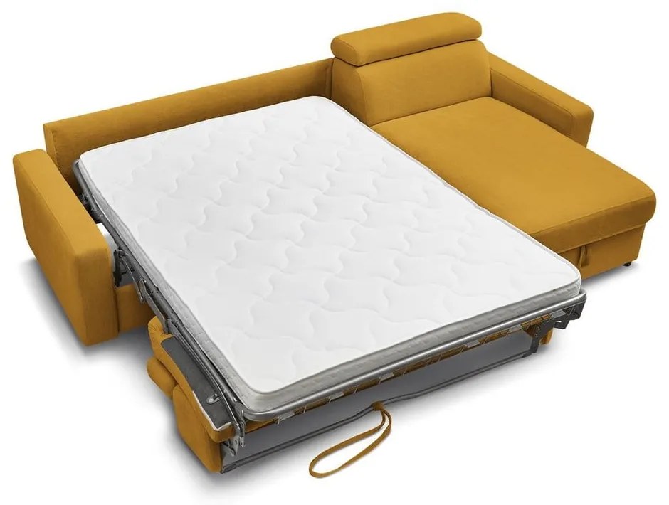 Rozkladacia rohová pohovka v horčicovej farbe (variabilná) Monaco – Bobochic Paris