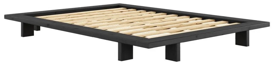 Čierna dvojlôžková posteľ z borovicového dreva s roštom 140x200 cm Japan - Karup Design