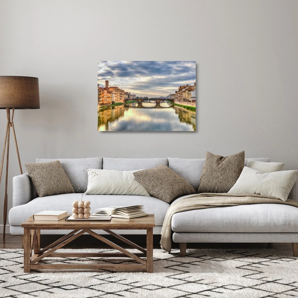 Sklenený obraz - Most cez rieku (70x50 cm)