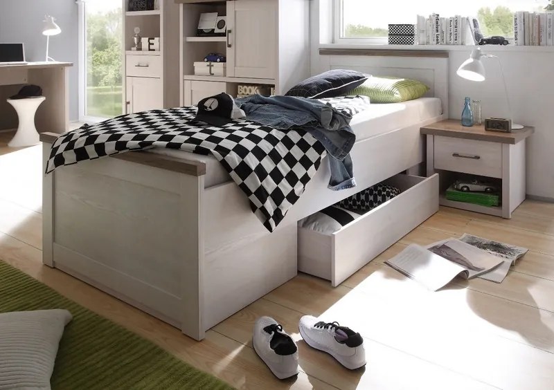 Postel Luca 90x200 cm, bielená pínia