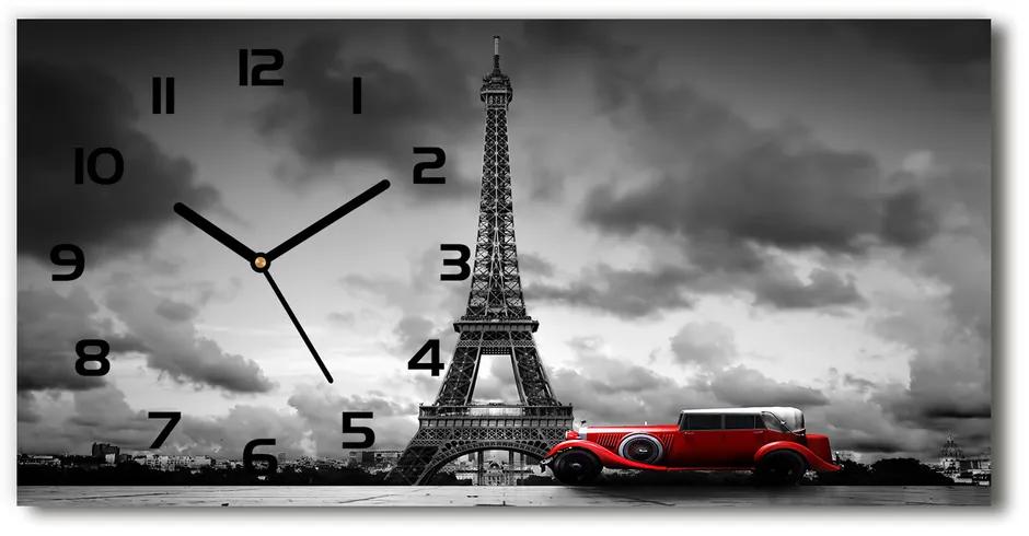 Vodorovné Sklenené hodiny na stenu Eiffelova veža Paríž pl_zsp_60x30_f_76327230