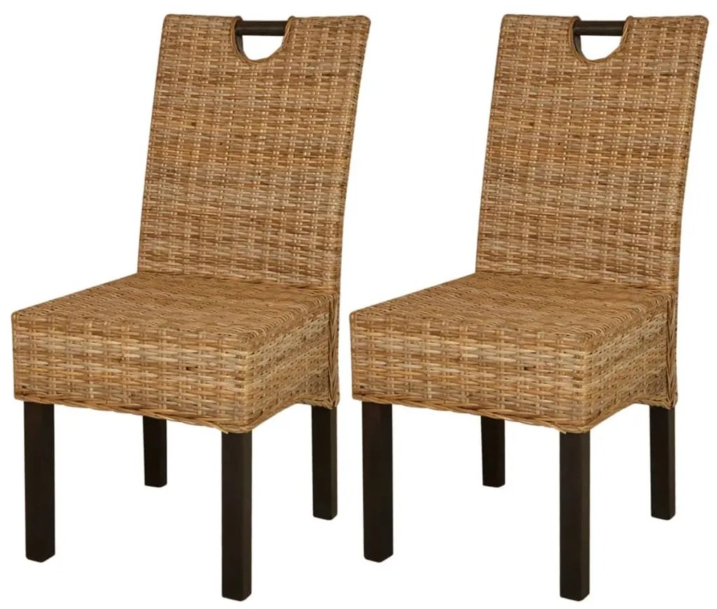 vidaXL Jedálenské stoličky, 2 ks, ratan kubu a mangové drevo