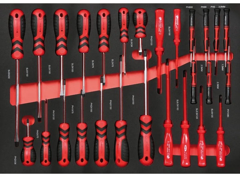 Pojazdný dielenský vozík na náradie EXPERT, VRÁTANE NÁRADIA, 7 zásuviek, modrá