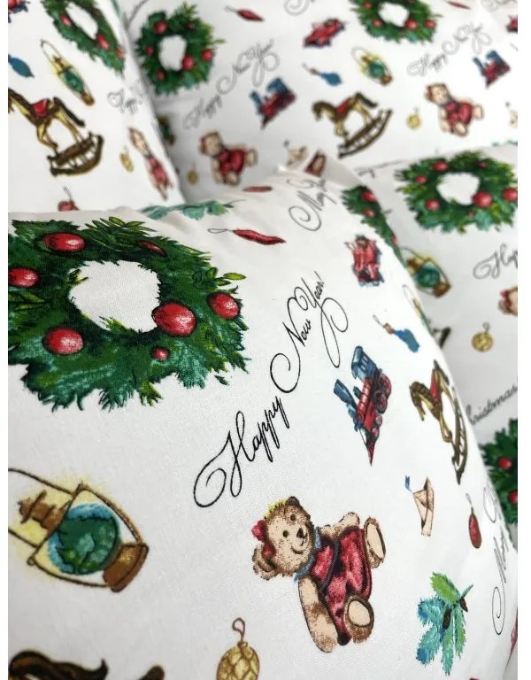 Vianočné obliečky CHRISTMAS TEDDY – 140×200 + 70×90 cm, 100 % bavlna, vianočný motív