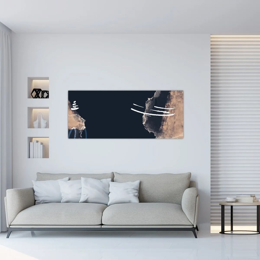 Obraz - Tmavomodrá abstrakcia (120x50 cm)