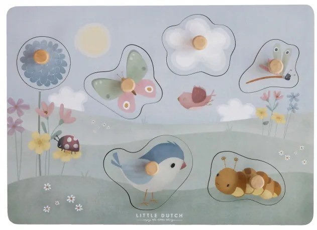 Hmatové vkladacie puzzle Kvety a motýle