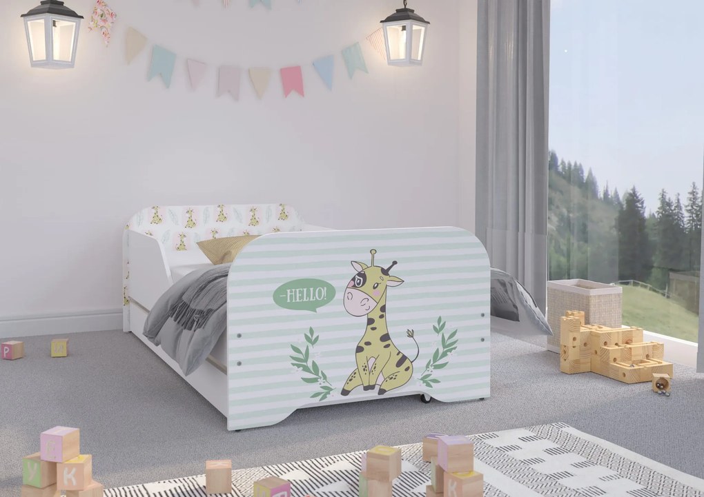 Wooden Toys Detská posteľ MIKI 140x70 ŽIRAFA