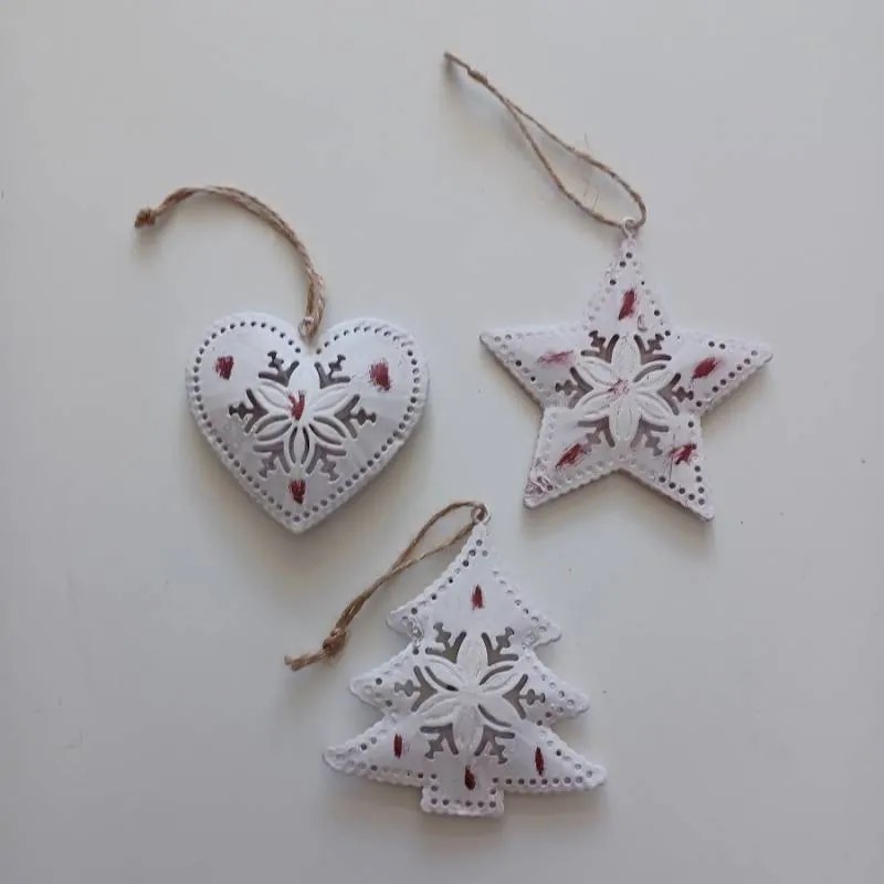 DECOLED Kovová vánoční závěsná ozdoba s patinou hvězda, vzorovaná