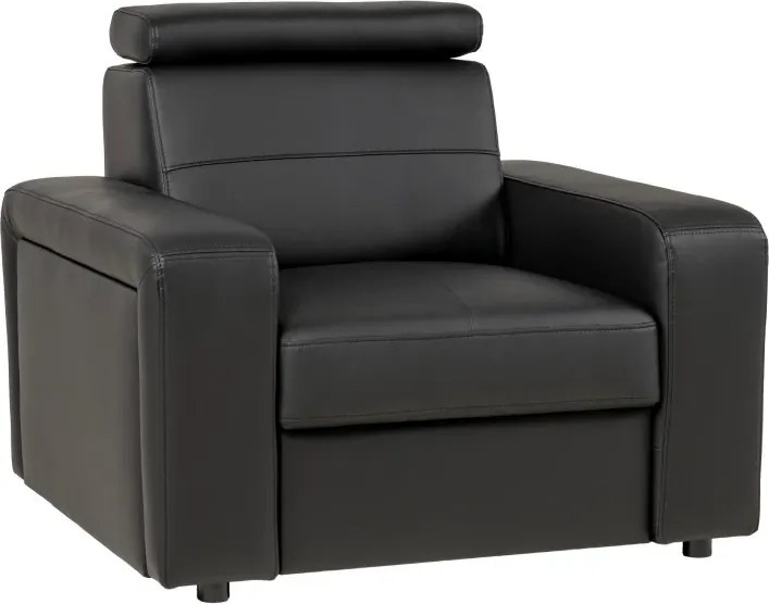 Kožené kreslo LUCIO, čierna (čierne prešitie)